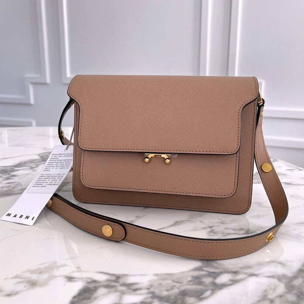 NWT - Marni Medium Saffiano Trunk Bag - Brown Sugar 👜